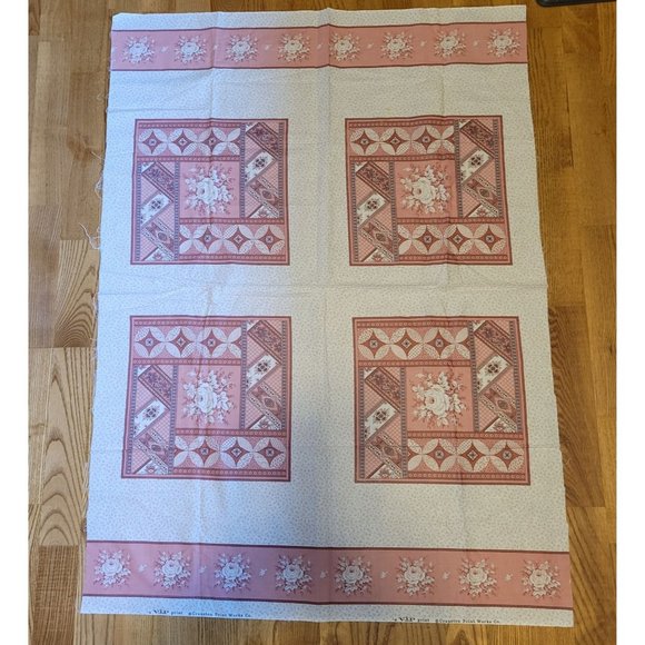 VIP Screen Print Cranston Printworks Quilt Panel Cotton Pink Roses - Picture 1 of 5